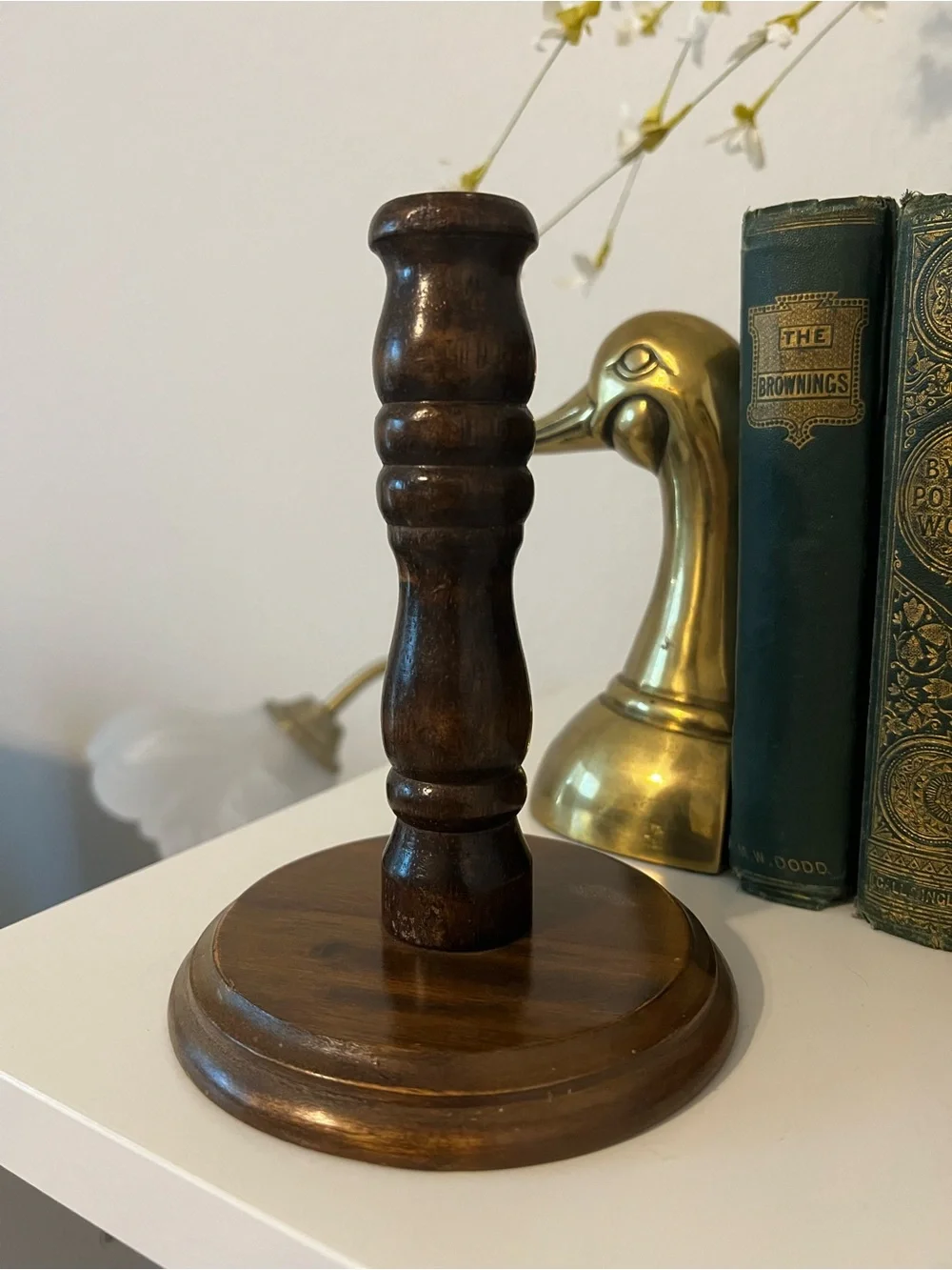 Vintage Turned Wood Candlestick Holder